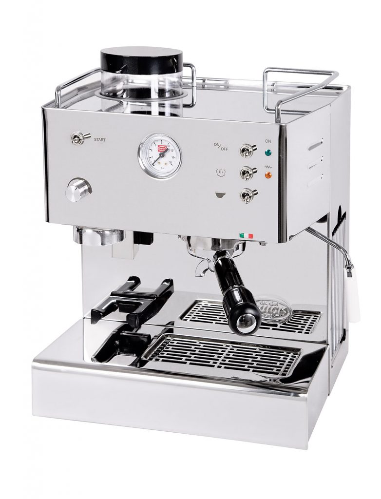 Quick Mill Pegaso 03035 espressokone, jossa on integroitu myllylaite