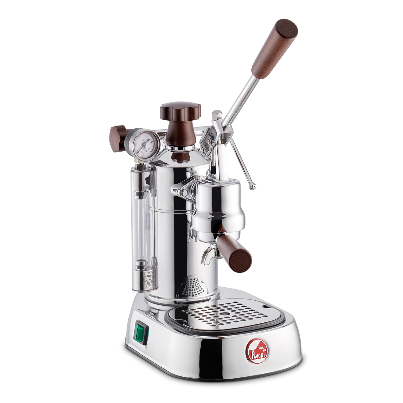 La Pavoni Professional Lusso -espressokeitin puukahvoilla varustettuna